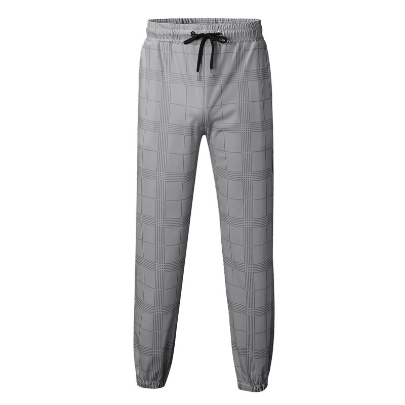 Men New Streetwear Jogging White Plaid Pants Sweatpants Men Business Casual Trousers Vintage Straight Long Pants Pantalon Homme