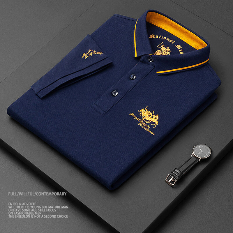 2023 High Quality Men's Cotton Embroidered Polo Shirt  Summer New High-end Business Casual Lapel Short Sleeve Polo-shirt for Men