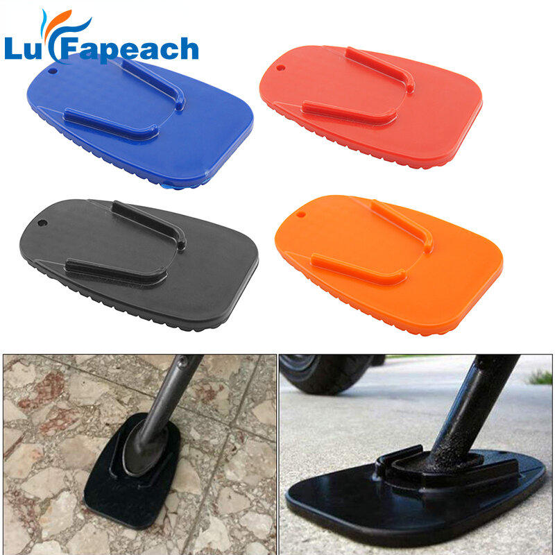 1pc Black Universal Motorcycle Plastic Side Stand Moto Bike Kickstand Non-slip Plate Side Extension Support Foot Pad Base
