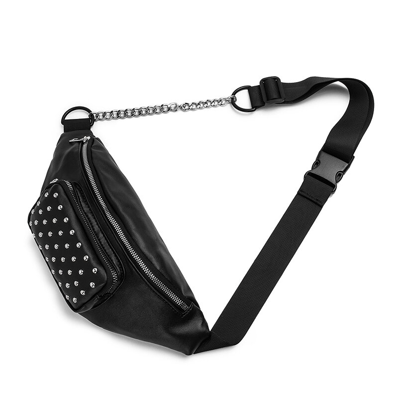 Fashion New Look Studs Synthetic Leather Waist Bag Stylish Unisex Adjustable Strap Chest Bags Versatile Fanny Pack Sport Purse
