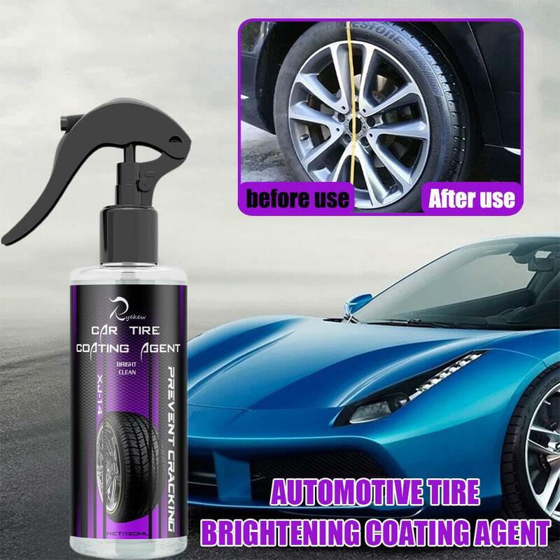 Abrillantador de rueda de goma de plástico brillante para neumáticos de coche, agente de pulido automático, aerosol restaurador N0C8