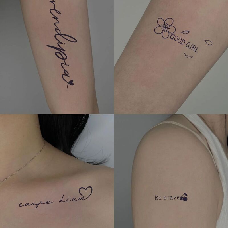 Tatuaje temporal a prueba de agua para hombres y mujeres, pegatina con patrón de letras en inglés, personalidad falsa, tatuaje Flash semipermanente