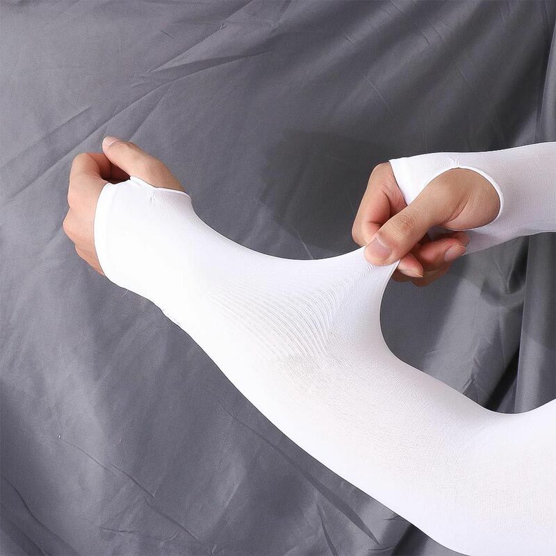 ถุงมือแขนยาวกันแดดสำหรับผู้หญิงถุงมือครึ่งนิ้ว, ถุงมือป้องกันรังสี UV penutup Tangan ป้องกันแสงแดด