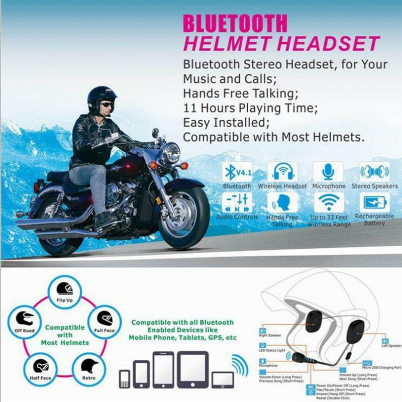 New SK-BB04 Motorcycle Helmet Blue tooth Headset V5.0 Scooter Headphones Hands Free Talking Connect To GPS MP3 Music Play Calls