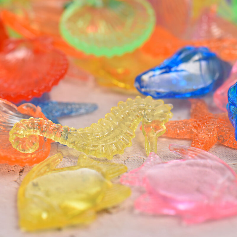 Lot de 100 animaux de mer colorés en forme d'étoile de mer, gemmes acryliques claires, bijoux en cristal pour enfants, jouets de natation et de plongée en été