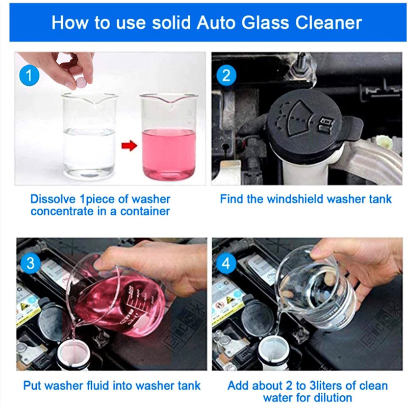 50 pezzi parabrezza per Auto compresse effervescenti detergente solido strumenti per la pulizia del tergicristallo Auto Home Window Glass Dust wash accessori per Auto