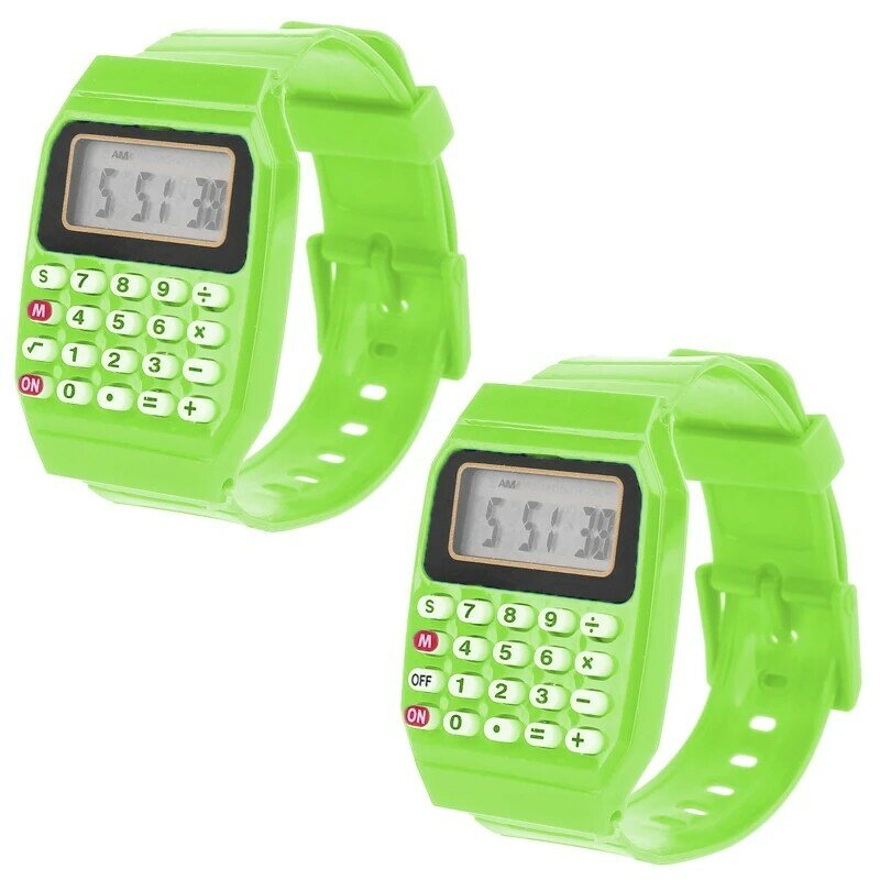 Reloj de pulsera con calculadora electrónica Digital para niños y niñas, cronógrafo multiusos con fecha de silicona, LED, bonito