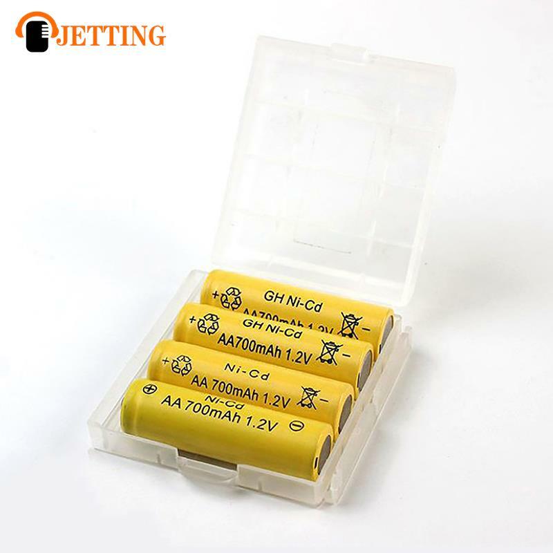 Kotak penyimpan baterai AA AAA 2 4 8 Slot penutup wadah plastik keras casing pelindung dengan klip untuk kotak penyimpanan baterai AA AAA