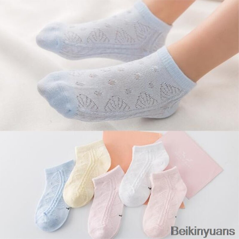 子供用の薄くて通気性のある綿の靴下,新生児と幼児用のメッシュソックス,柔らかくて白,新しい春夏コレクション
