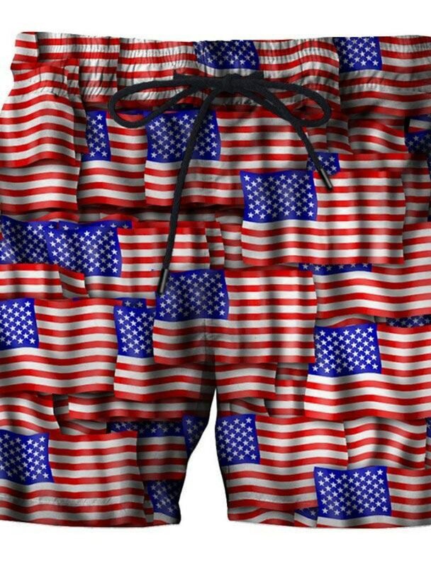 Pantalones cortos de tabla para hombre, bañadores de baño, bandera americana de águila, secado rápido, playa, vacaciones, Hawaiano, informal, 4 microelásticos