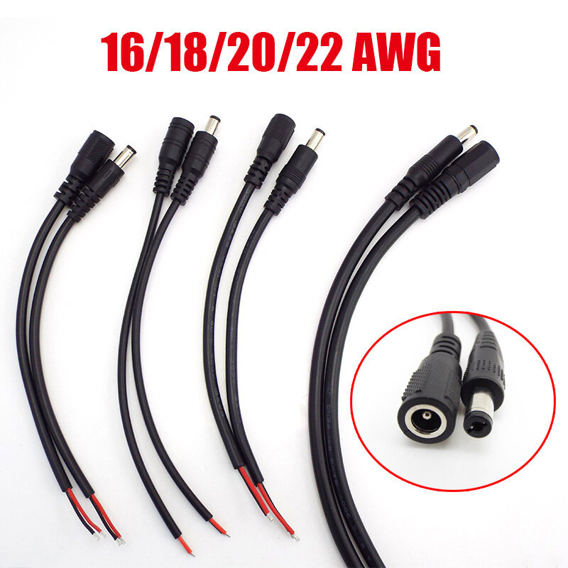 2A 5A 7A 10A DC Male Female Power Supply Connector extend Cable 5.5X2.1MM Copper Wire for led strip CCTV Camera L1