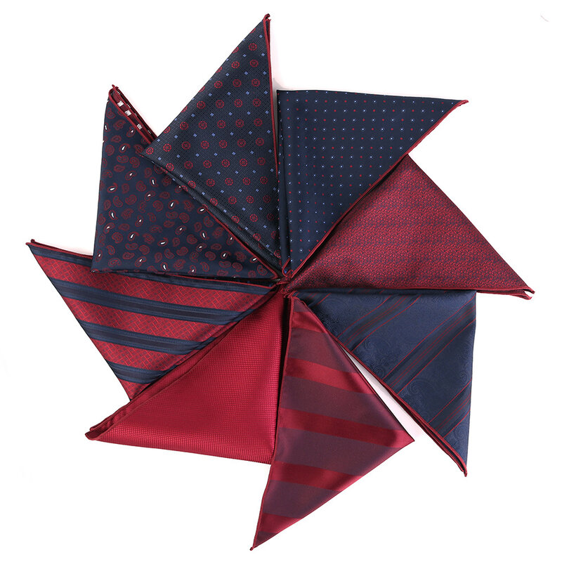 Карманный квадратный носовой платок HUISHI из полиэстера винного красного цвета для мужчин и женщин 25,5*25,5 см однотонное Полосатое квадратное нагрудное полотенце