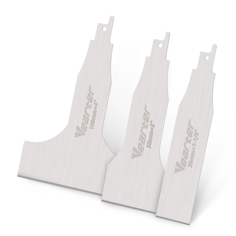 Vearter-Aço Inoxidável Reciprocating Saw Blades, Sabre Shovel for Removal Tile Grout, Glue Gap Tools, 30mm, 50mm, 100mm, 140mm