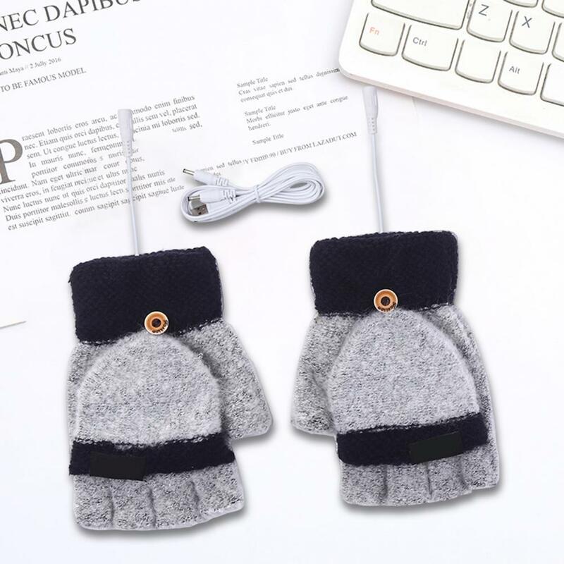 Heating Gloves 1 Set Smart USB Powered Button Fixation  Sweat Absorption Heated Gloves Office Accessory