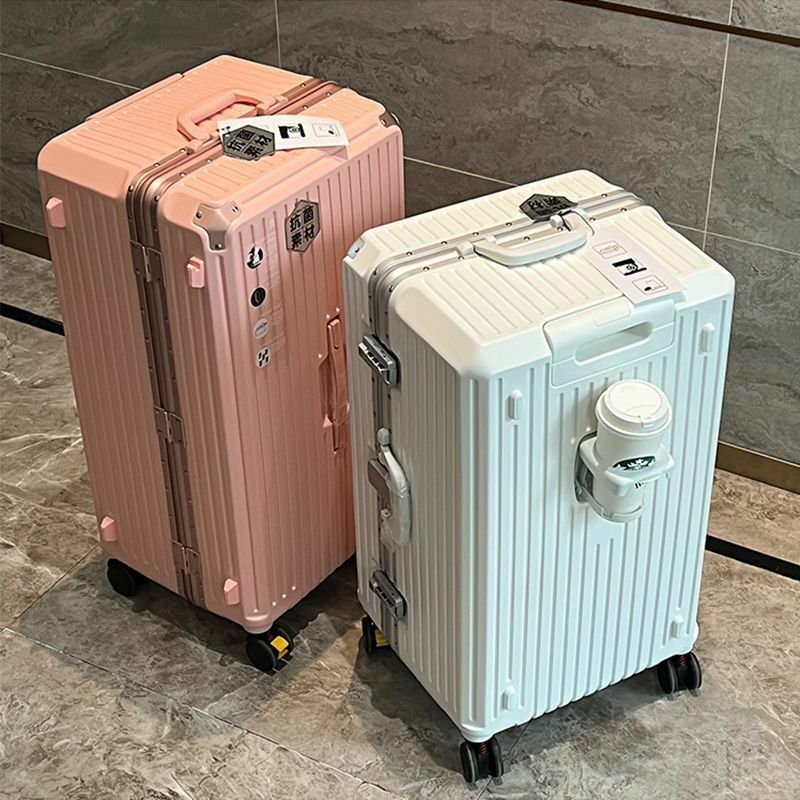 Grande Capacidade de Viagem Bagagem Quadro De Alumínio Suitcase puxar haste Caso 24/28/32 "com caixa de Combinação Caso Titular Copo Viagem