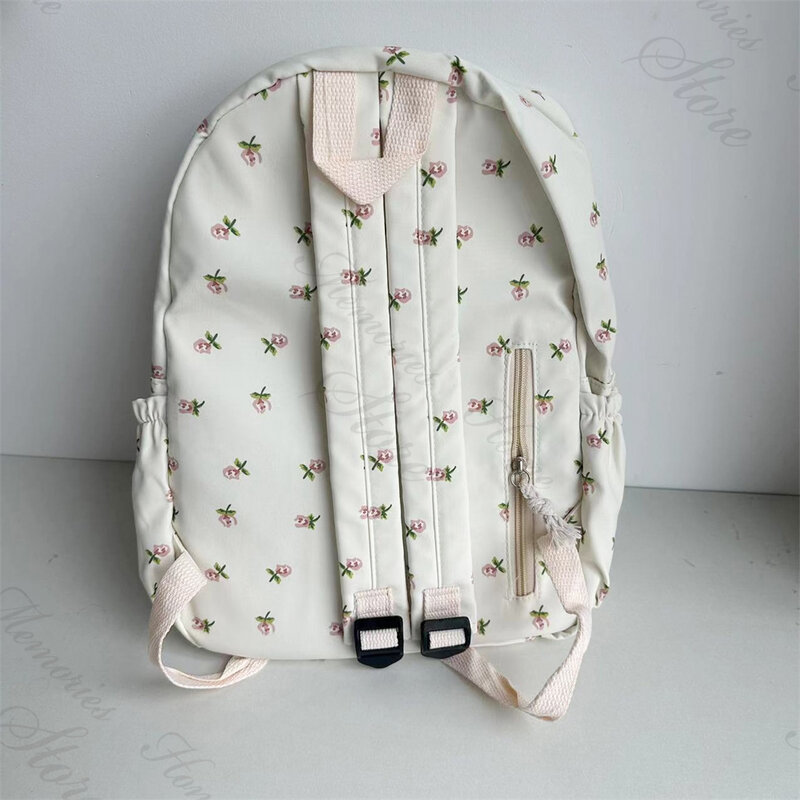 Ransel motif Floral nama bordir baru tas punggung luar ruangan santai bunga untuk anak perempuan tas sekolah motif bunga untuk pelajar kustom