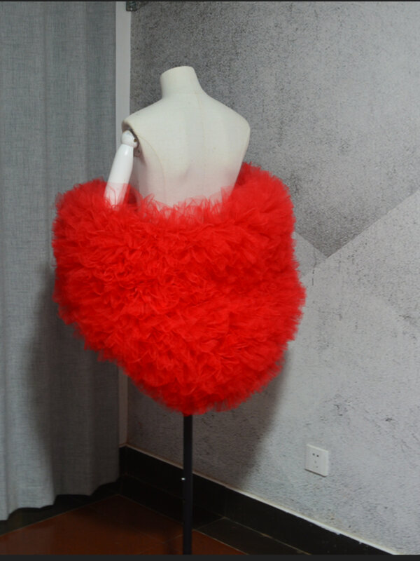Red Tulle Puff Bolero nupcial Cape para mulheres, capa do casamento, festa de palco, cor personalizada, moda