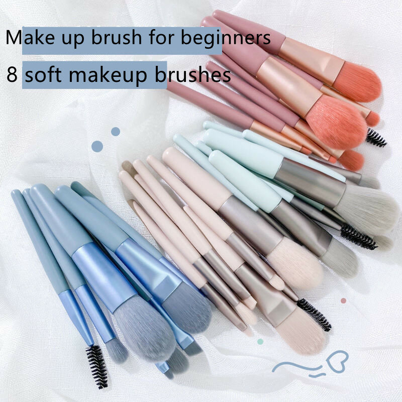 Travel Unicorn Makeup Brush Set com bolsa para mulheres, corretivo macio portátil, Beauty Foundation, ferramenta de sombra de olho, pincel de cílios, 8Pcs Set