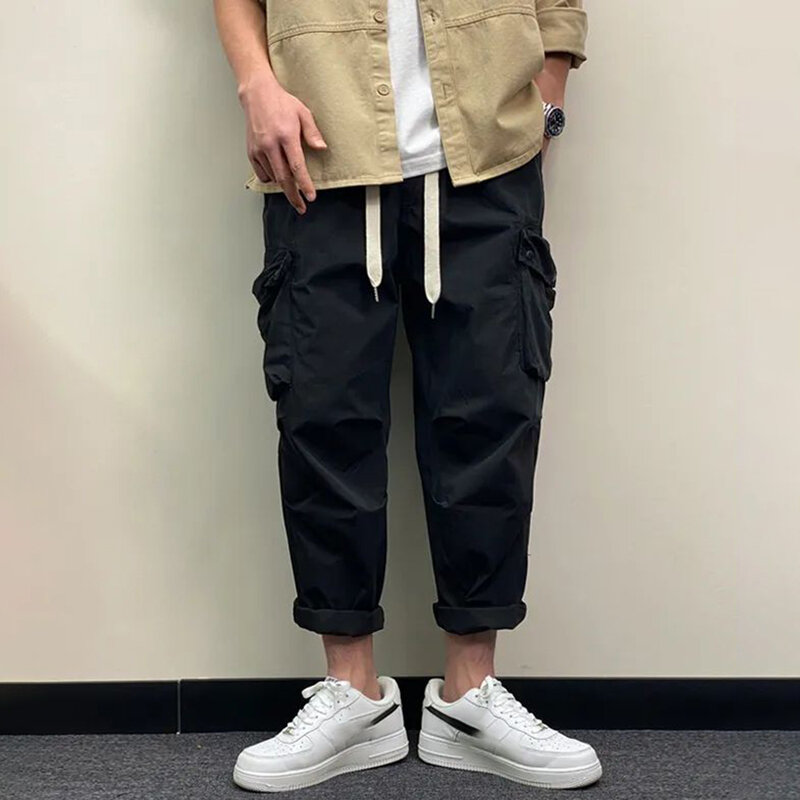 Giapponese Street tinta unita sezione sottile di grandi dimensioni sciolto traspirante funzionale pantaloni da uomo a nove punti tuta Casual