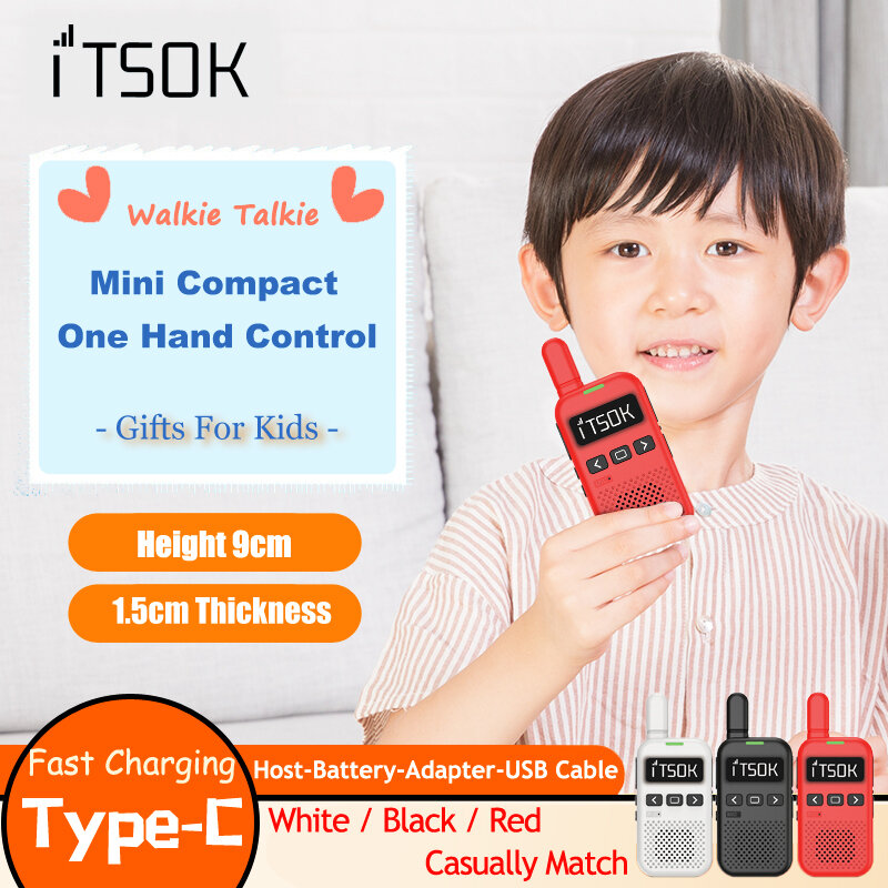2Pcs ITSOK M1ของขวัญแท็บเล็ตที่มีสีสันลำตัววิทยุยาวช่วง UHF Walkie Talkie Mini ของเล่นสำหรับเด็กชาย