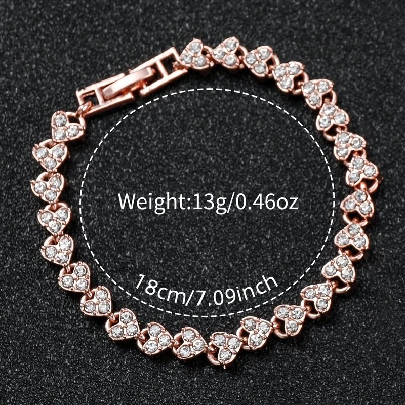 2pcs/set Fashion Women Leather Strap Love Heart Quartz Watch & Crystal Bracelet