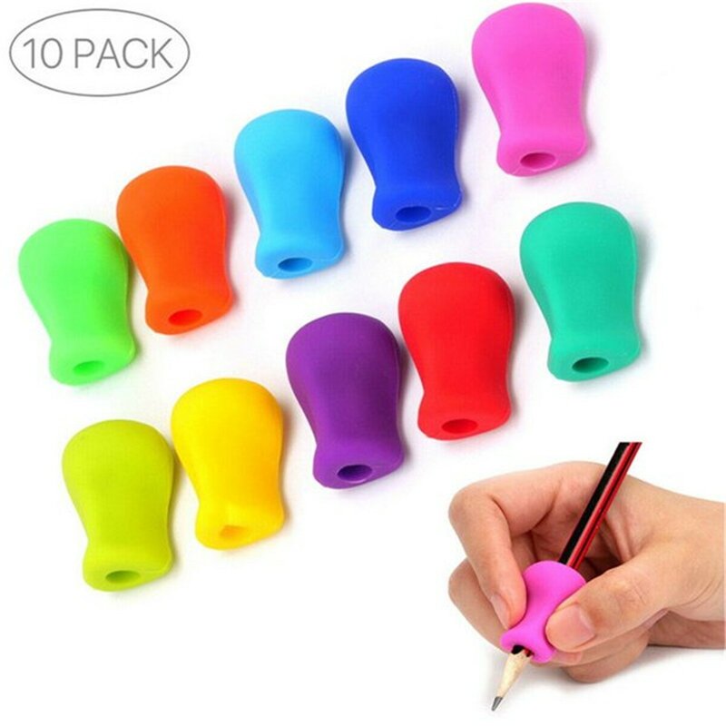 New 10pcs Practical Pen Pencil Holder Aid Kids Writing Posture Correction Aid Grip Practise Silicone Learning Pen Tools Grips#40