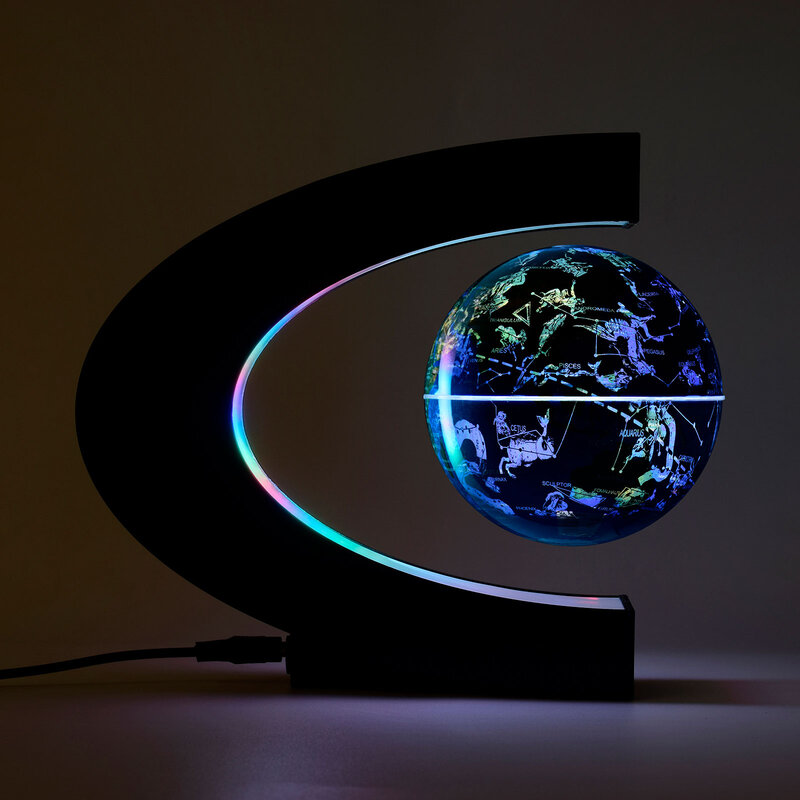 Magnetic Levitation Floating 2 Pattern Globe with LED Light 4in World Map for Home Office Desk Decor Birthday Gift for Men Kids