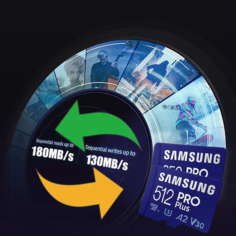 SAMSUNG-Cartão de Memória Original, 64GB, U1, 128GB, 256GB, 512GB, SDXC Micro SD, TF Flash Cards, MicroSD, UHS-1, U3, 4K para o Telefone, drone, Câmera