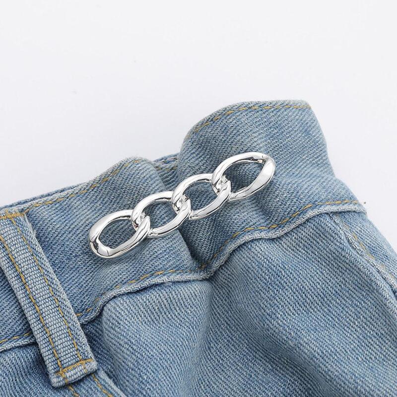 Perni in metallo staccabili chiusura pantaloni Pin bottone retrattile fibbie senza cucito per Jeans vestibilità perfetta ridurre la vita Y9b0