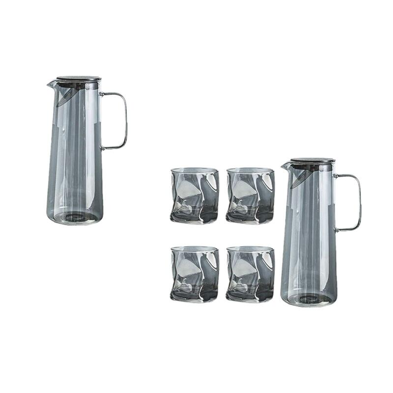 Tetera de vidrio de borosilicato, jarra de agua multiusos portátil para leche, bebida fría y caliente, cocina de hojas sueltas, 1450ml