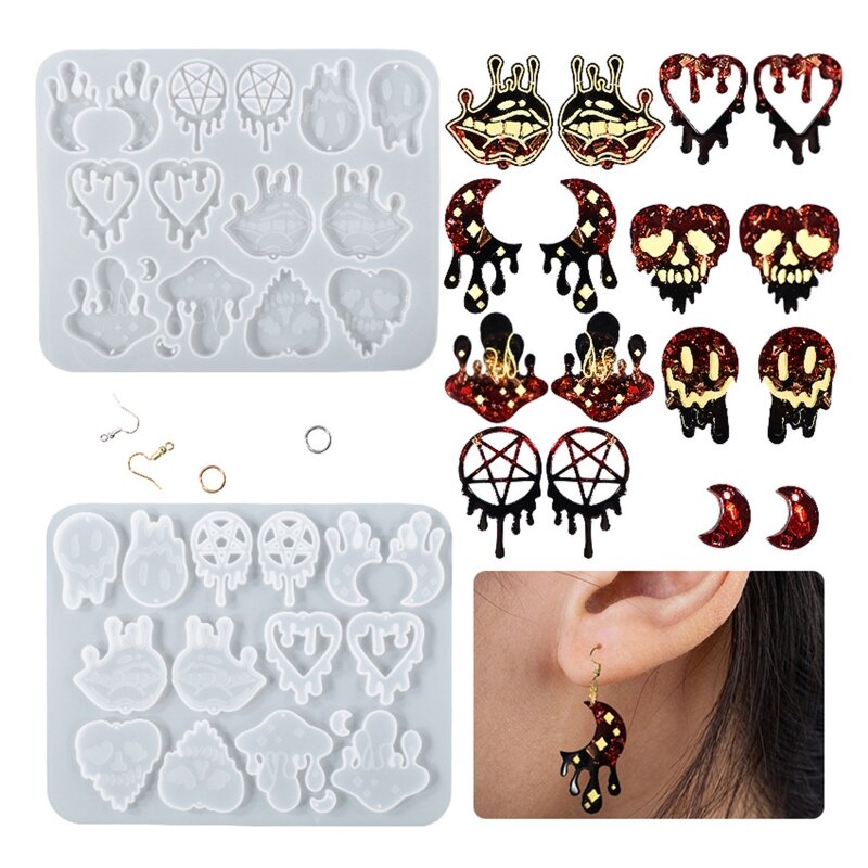 Porte-clés champignon en forme larme, moule en Silicone, cristal époxy, boucles d'oreilles, pendentifs décoratifs, moule à