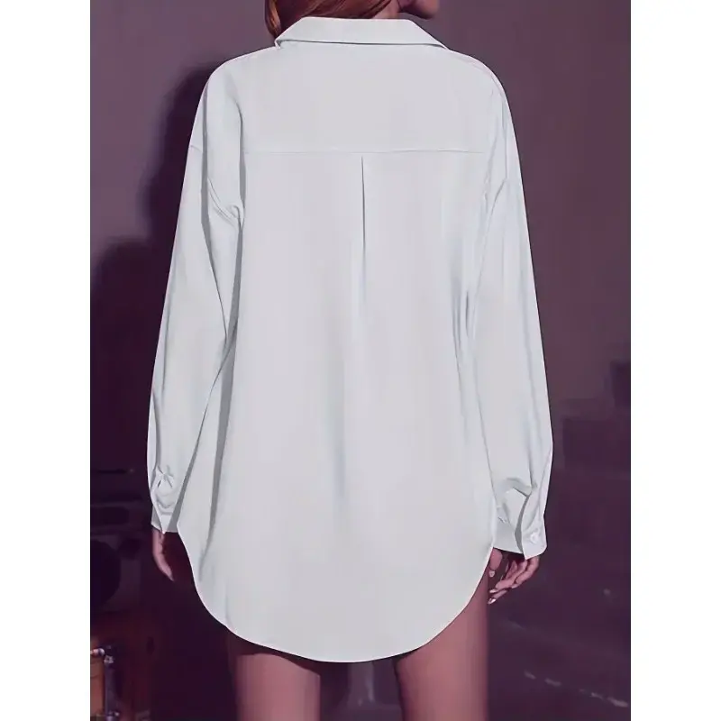 Elegant New Casual Simple White Blouse 2023 Women Lapel Long Sleeve Office Shirt Spring/Summer Fashion Long Women's Tops 30439