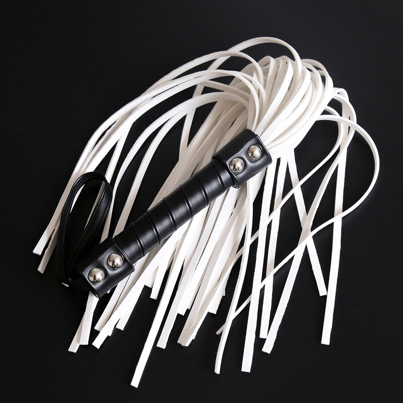 2023 New Premium White PU Leather Horse whips for Horse Training, PU Leather Handle with Wrist Strap