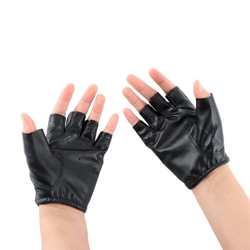 Новые женские черные перчатки на полпальца из искусственной кожи для вождения
