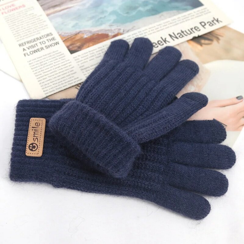 Guanti lavorati a maglia Unisex Touchscreen invernale maschile addensare guanti solidi in lana calda per donna uomo guanti autunno Business