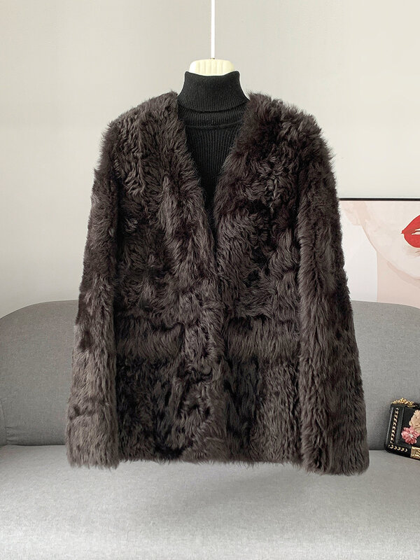 2023 Winter New Tuscany Fur Integrated Women's Lamb Hair Short Fur Coat Youth Style