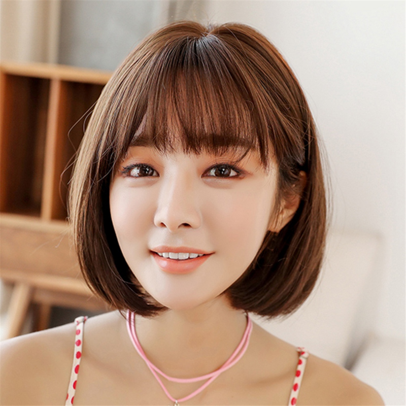 Peluca Bob con flequillo para mujer, pelo corto recto, aspecto Natural, versión coreana diaria, 30cm