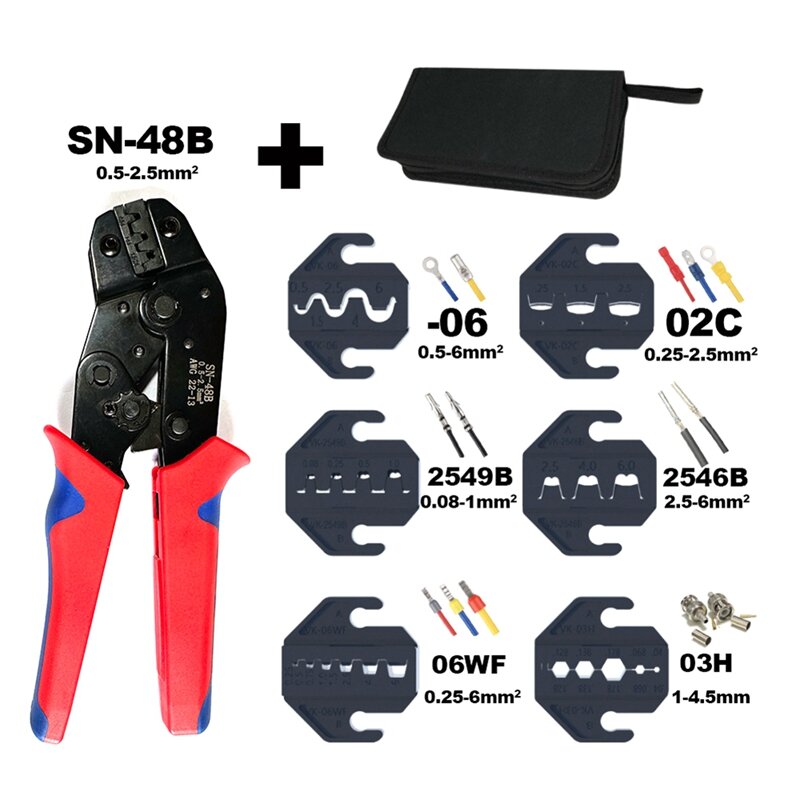 크림핑 도구 SN-48B 펜치 교체 가능한 턱, 내구성 쉬운 설치, 사용하기 쉬운