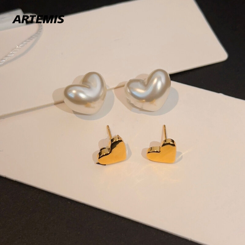 Fashion Europe Brand Designer Pearl Gold Silver Heart Exquisite Earring Women Luxury Jewelry Gift Trend