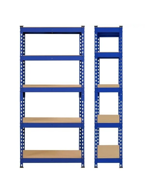 Unidad de estante de almacenamiento de acero ajustable y sin bolsa, azul, sostiene hasta 330 lb por estante, 27,5x12x60 pulgadas, 5 estantes
