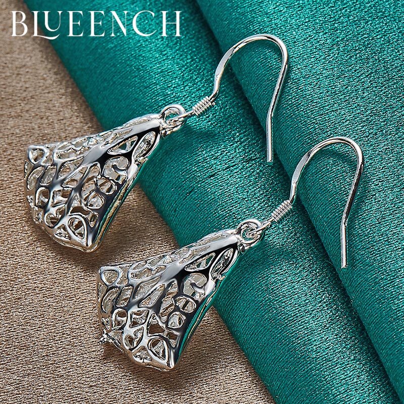 Bluench 925 prata esterlina corte saia brincos são adequados para festa de casamento das mulheres jóias da forma