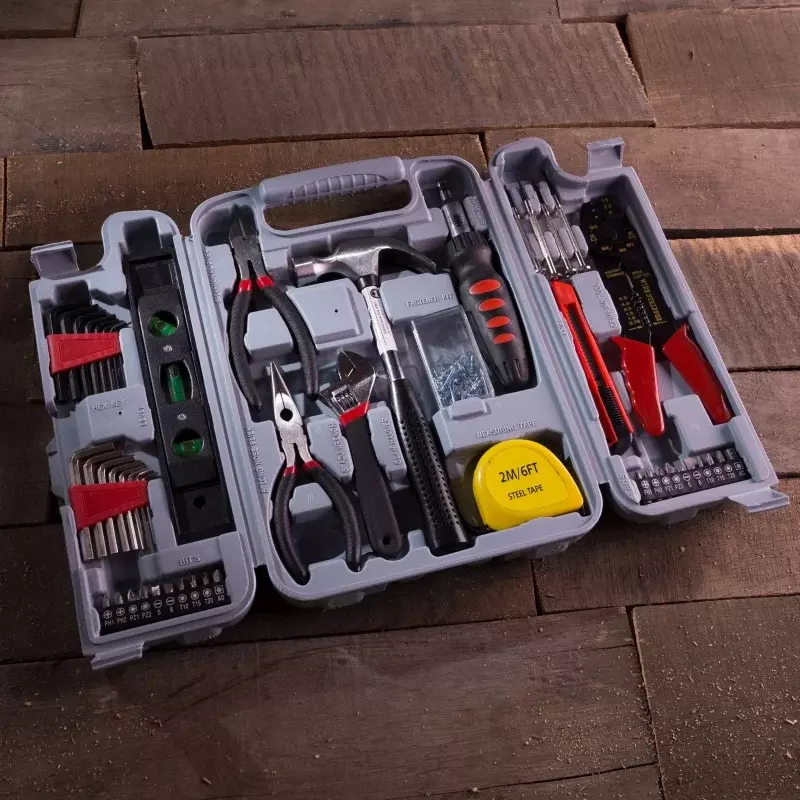 Kit de herramientas para el hogar Juego de 130 piezas que incluye llave de martillo, destornillador, alicates y más, ideal para el hogar, DIY Pro
