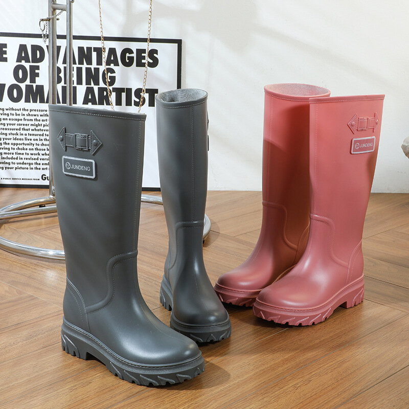 Sepatu Bot Hujan Atas Tinggi 38CM Wanita Sepatu Bot Air Luar Ruangan Modis Sepatu Bot Hujan Tahan Air Sepatu Bot Hujan Wanita untuk Kerja Kebun
