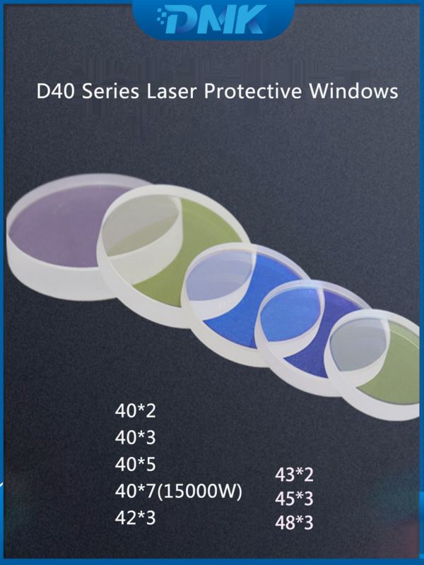 Seria D40 Światłowodowa laserowa soczewka ochronna do okien Duży rozmiar 40 * 2/3/5/7 42 * 3 43 * 2 45 * 3 48 * 3 1064 nm Do spawania laserowego / głowicy tnącej