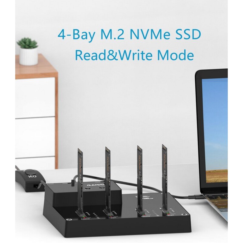حاوية SSD ، محطة إرساء ، خالية من الأدوات ، من النوع C إلى NVME ، تدعم دون اتصال ، استنساخ قرص ونظام ، 4 خليج ، M.2