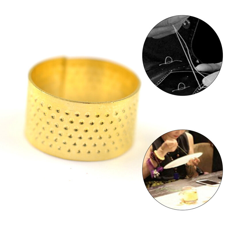 Protector de dedos Retro, dedal antiguo, aguja de trabajo manual, conveniente de usar, contenido del paquete dorado