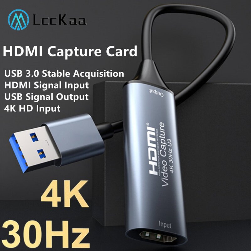 LccKaa USB 3,0 карта видеозахвата 4K HDMI-совместимая с USB 3.0 Type-C игровой захват запись для переключателя Xbox PS5/4 прямая трансляция