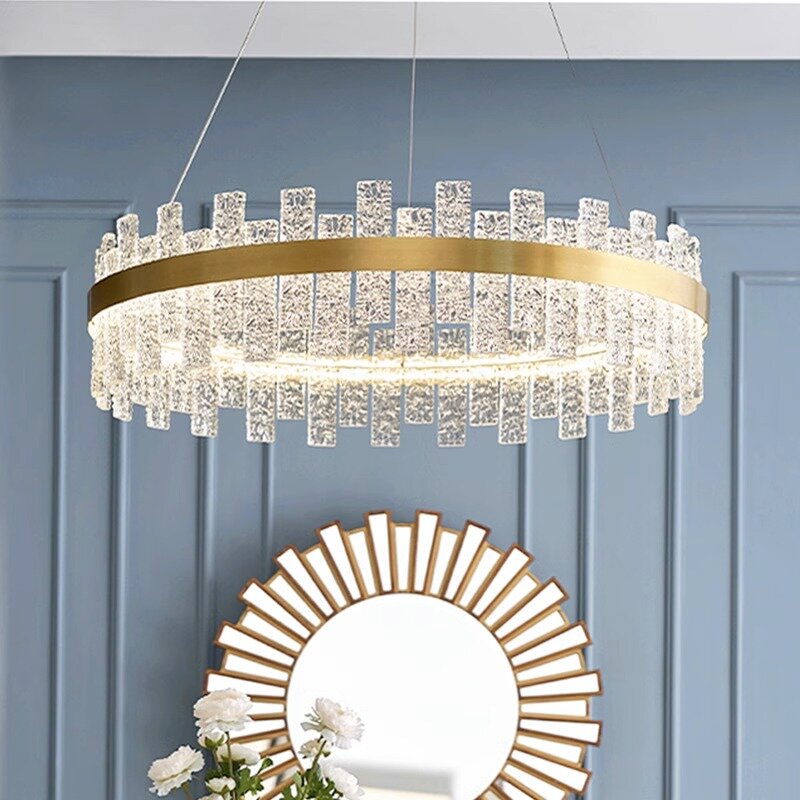 Luz colgante de cristal Circular de arte moderno para sala de Estar, comedor, decoración de pasillo de recepción, faro exquisito