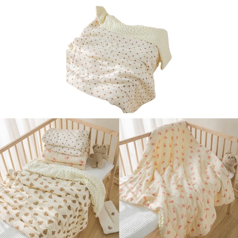 2024 New Infant Swaddling Blanket Newborn Shower Blanket Cotton Quilt Double-Side Crepe Velvet Baby Wrap Outdoor Stroller Towel