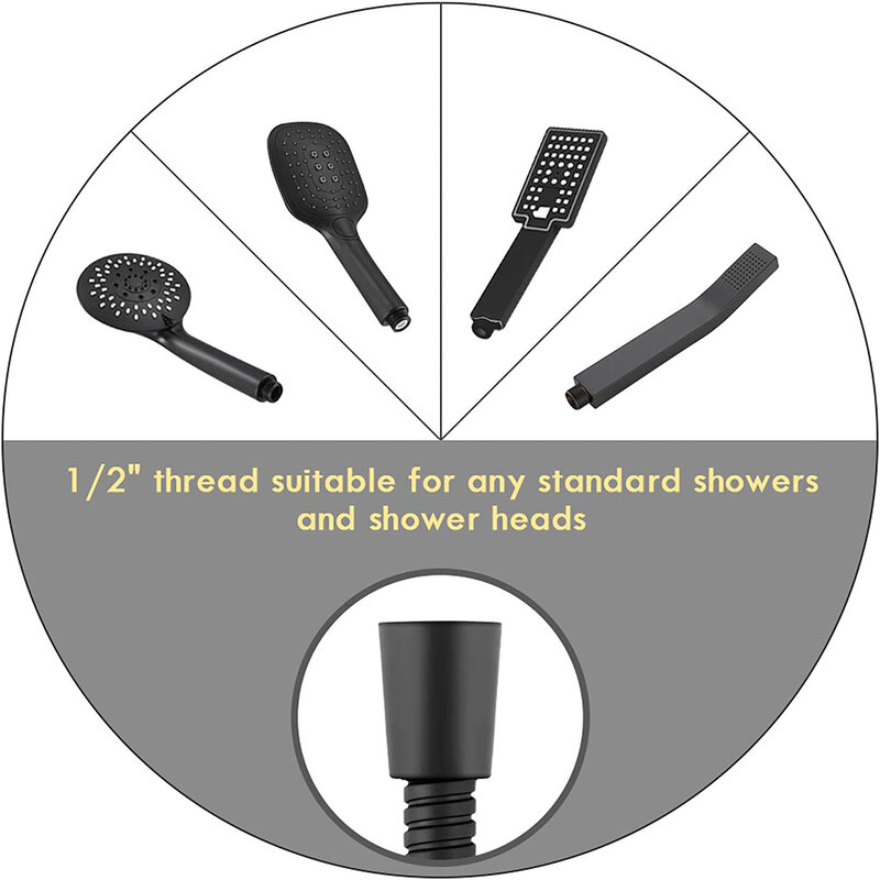 1.5/2M Black SUS 304 Flexible Shower Hose Long Bathroom Shower Water Hose Extension Plumbing Pipe Pulling Tube Bath Accessories